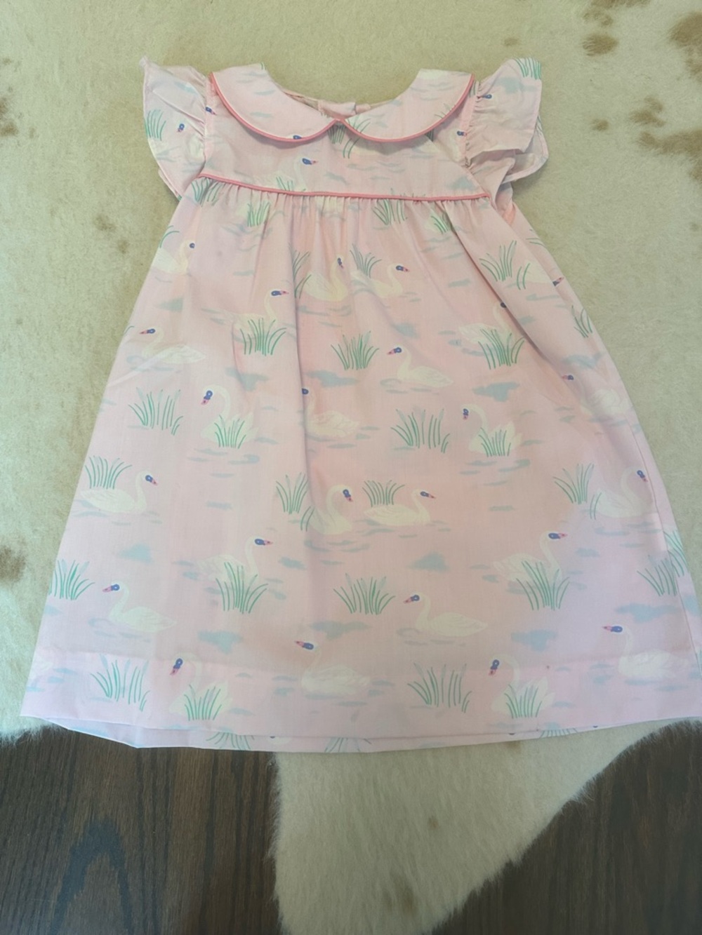 The Beaufort Bonnet Company Pink Swan Print Girls Dress